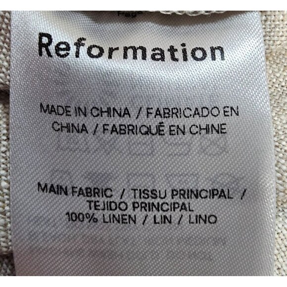 Reformation Womens XS Miles Linen Satin Belted‎ Dress in Oatmeal NWOT - Picture 16 of 16